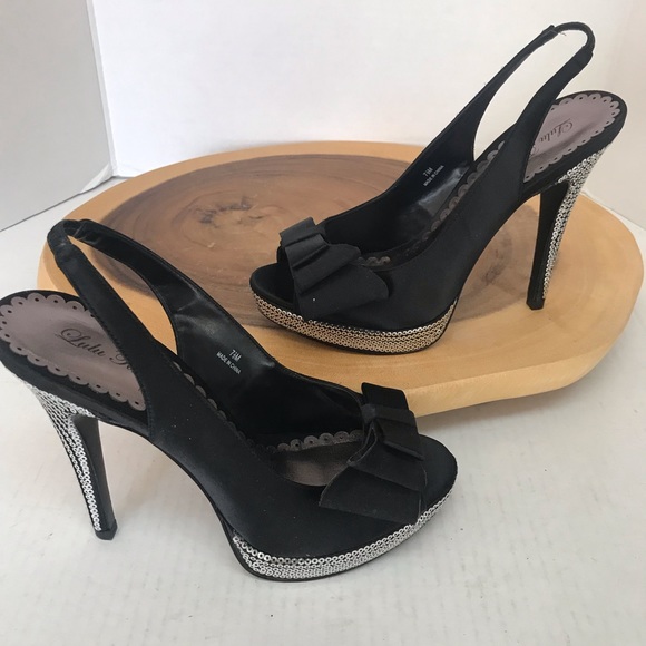 Lulu Townsend Sequined Heel Peeptoe Stiletto Heels - Picture 3 of 6